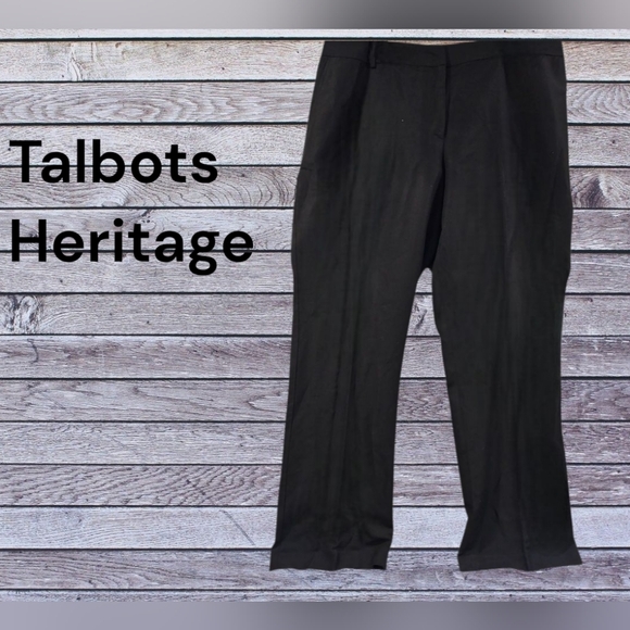 Talbots Pants - Talbots SZ 18W Black Linen Blend Heritage Flat Front Straight Leg Lined Pants